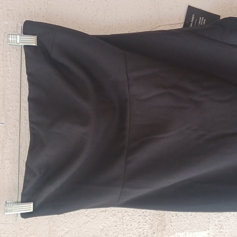 Lulus After Hours Black Strapless Ruffled Maxi Dress Thigh High Side Slit, New - Picture 4 of 16